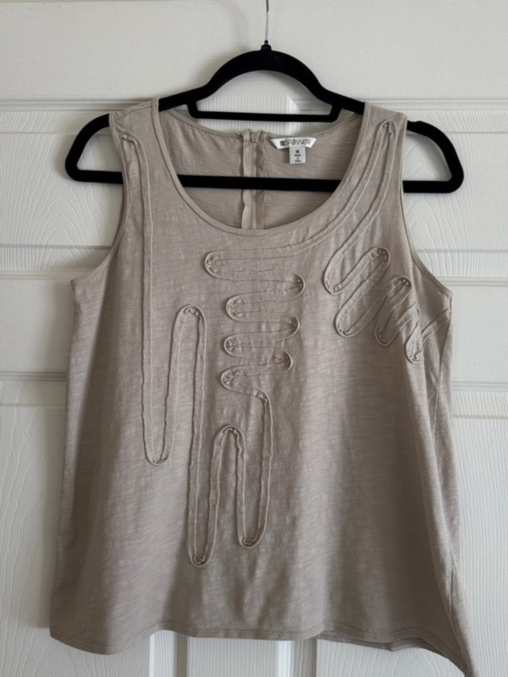 Spanner Allure Tank Top - Taupe Ribbon Trim Detail - Size M